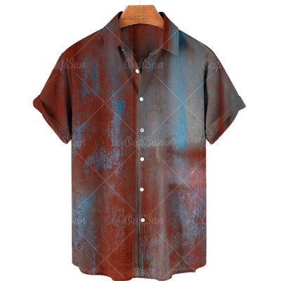 Vīriešu krekls Liela izmēra rūtaini ziedu topi ar īsām piedurknēm Vasaras ikdienas brīvdienu pogas Sociāli grezni apģērbi Vīriešu Havaju krekli 5XL