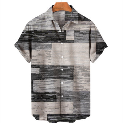 Vīriešu krekls Liela izmēra rūtaini ziedu topi ar īsām piedurknēm Vasaras ikdienas brīvdienu pogas Sociāli grezni apģērbi Vīriešu Havaju krekli 5XL