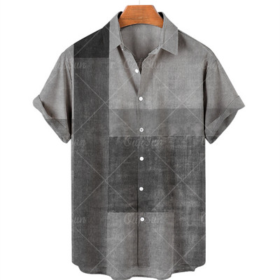 Vīriešu krekls Liela izmēra rūtaini ziedu topi ar īsām piedurknēm Vasaras ikdienas brīvdienu pogas Sociāli grezni apģērbi Vīriešu Havaju krekli 5XL