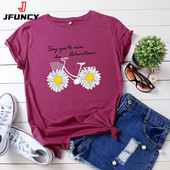 JFUNCY Modes lielizmēra T-krekls ar īsām piedurknēm grafisks T-krekls Sieviešu apģērbs Harajuku sieviešu kokvilnas top sieviešu T krekls