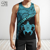 PLSTAR COSMOS - Férfi és Női Ujjatlan póló Színes 3D Nyomtatott pántos Polinéz Tetovált Beach póló, Szabadidős Stílus Nyár