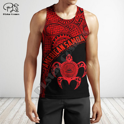 PLSTAR COSMOS - Férfi és Női Ujjatlan póló Színes 3D Nyomtatott pántos Polinéz Tetovált Beach póló, Szabadidős Stílus Nyár