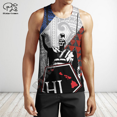 PLSTAR COSMOS - Férfi és Női Ujjatlan póló Színes 3D Nyomtatott pántos Polinéz Tetovált Beach póló, Szabadidős Stílus Nyár