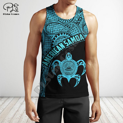 PLSTAR COSMOS - Férfi és Női Ujjatlan póló Színes 3D Nyomtatott pántos Polinéz Tetovált Beach póló, Szabadidős Stílus Nyár