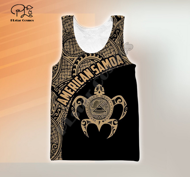 PLSTAR COSMOS - Férfi és Női Ujjatlan póló Színes 3D Nyomtatott pántos Polinéz Tetovált Beach póló, Szabadidős Stílus Nyár