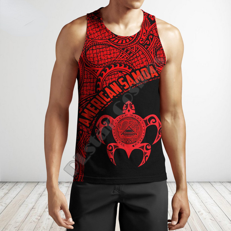 PLSTAR COSMOS - Férfi és Női Ujjatlan póló Színes 3D Nyomtatott pántos Polinéz Tetovált Beach póló, Szabadidős Stílus Nyár