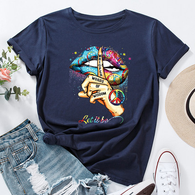 Γυναικείο μπλουζάκι JFUNCY 100% βαμβακερό κοντομάνικο μπλουζάκι Creative Graphic print Tees Γυναικείο μπλουζάκι Γυναικείο μπλουζάκι