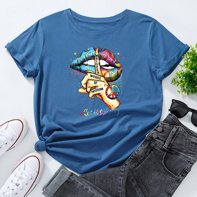 Γυναικείο μπλουζάκι JFUNCY 100% βαμβακερό κοντομάνικο μπλουζάκι Creative Graphic print Tees Γυναικείο μπλουζάκι Γυναικείο μπλουζάκι