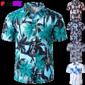 Meeste pühade vabaaja lühikeste varrukatega Aloha Hawaii särk lühikeste varrukatega palmipuu trükiga Tropical Aloha sinised särgid Camisa Hawaiana
