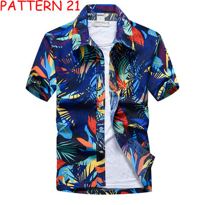 Meeste pühade vabaaja lühikeste varrukatega Aloha Hawaii särk lühikeste varrukatega palmipuu trükiga Tropical Aloha sinised särgid Camisa Hawaiana