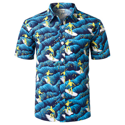 Meeste pühade vabaaja lühikeste varrukatega Aloha Hawaii särk lühikeste varrukatega palmipuu trükiga Tropical Aloha sinised särgid Camisa Hawaiana