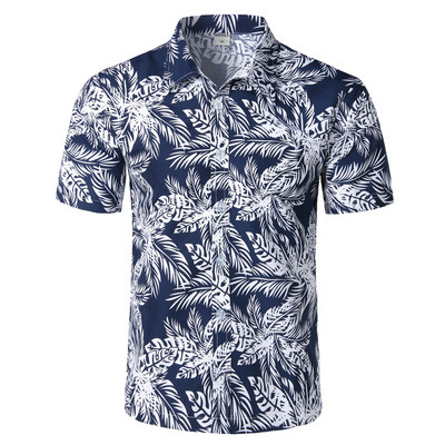 Meeste pühade vabaaja lühikeste varrukatega Aloha Hawaii särk lühikeste varrukatega palmipuu trükiga Tropical Aloha sinised särgid Camisa Hawaiana