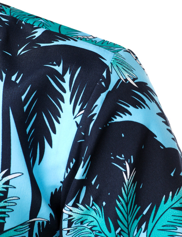 Vīriešu brīvdienu ikdienišķs krekli ar īsām piedurknēm Aloha Hawaiian krekls ar īsām piedurknēm ar palmu koku ar apdruku Tropical Aloha Blue krekli Camisa Hawaiana