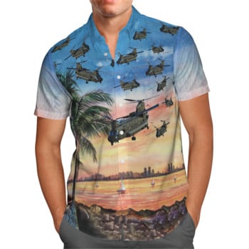 Fish Anime 3D Beach Hawaiian 2022 Лятна синя риза Риза с къс ръкав Streetwear Oversized 5XL Camisa Social Chemise Homme