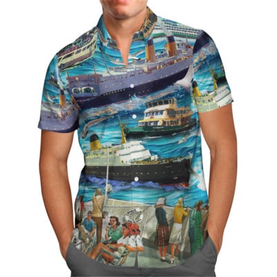 Fish Anime 3D Beach Hawaiian 2022 suvine sinine särk lühikeste varrukatega särk Streetwear Oversized 5XL Camisa Social Chemise Homme