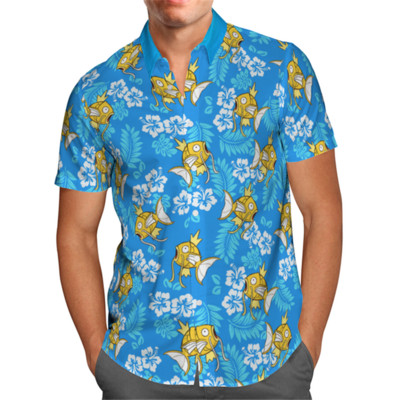 Fish Anime 3D Beach Hawaiian 2022 suvine sinine särk lühikeste varrukatega särk Streetwear Oversized 5XL Camisa Social Chemise Homme