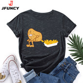 JFUNCY Υπερμεγέθη γυναικείο μπλουζάκι με κοντομάνικο μπλουζάκι κορυφαία γυναικεία ρούχα Κορεατικής μόδας Καλοκαιρινό βαμβακερό μπλουζάκι Harajuku γραφικό μπλουζάκι