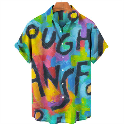 Χαβάης κοντό μανίκι εμπριμέ πουκάμισο Ανδρικό πολυτελές φαρδύ και αναπνεύσιμο μπλουζάκι υπερμεγέθη καλοκαιρινά ρούχα Camisa Floral Masculina Ανδρικά