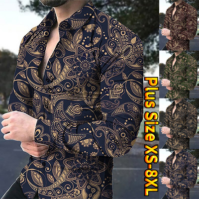 Cămașă casual pentru bărbați Leaf Cămașă casual pentru bărbați cu mâneci lungi Cămașă pentru bărbați rochie cu flori Jersey XS-8XL