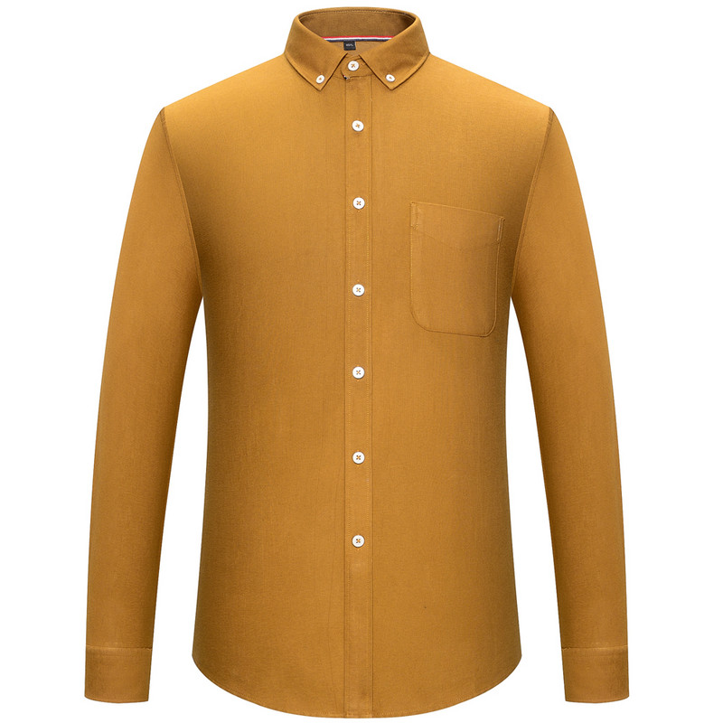 Vīriešu 100% kokvilnas ikdienišķa izturība Oksfordas krekli ar vienu krūšu kabatu pavasara rudens garajām piedurknēm standarta piegriezuma pogām krekls