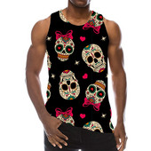 Skull Graphic Tank Top meestele 3D Print Rainbow Varrukateta Tänavarõivaste Top Psychedelic Skeleton LA Hip Hop Vest