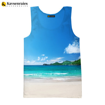 2023. gada jauni vasaras piejūras pludmales 3D topi unisex modes ikdienas topi ar palmu koku apdrukātu Harajuku ielas apģērbu bezpiedurkņu krekli