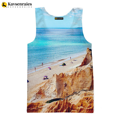 2023. gada jauni vasaras piejūras pludmales 3D topi unisex modes ikdienas topi ar palmu koku apdrukātu Harajuku ielas apģērbu bezpiedurkņu krekli