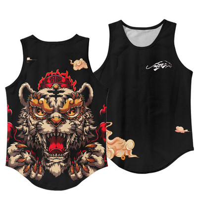 Nové módne pánske tielko bez rukávov, kulturistika, fitness, čierna potlač, vesta, nadrozmerné, veľkosť S-6XL