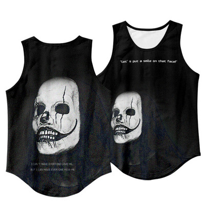 Nové módne pánske tielko bez rukávov, kulturistika, fitness, čierna potlač, vesta, nadrozmerné, veľkosť S-6XL