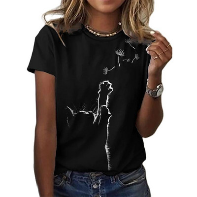 2022, tricou nou de vară pentru femei, îmbrăcăminte pentru femei, tricou cu imprimeu 3D pisica Kawaii, la modă pentru femei, bluză casual cu mâneci scurte, bluză