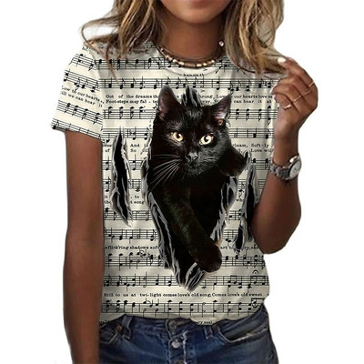 2022, tricou nou de vară pentru femei, îmbrăcăminte pentru femei, tricou cu imprimeu 3D pisica Kawaii, la modă pentru femei, bluză casual cu mâneci scurte, bluză