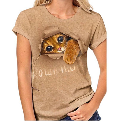 2022, tricou nou de vară pentru femei, îmbrăcăminte pentru femei, tricou cu imprimeu 3D pisica Kawaii, la modă pentru femei, bluză casual cu mâneci scurte, bluză