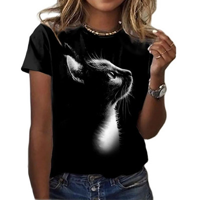 2022, tricou nou de vară pentru femei, îmbrăcăminte pentru femei, tricou cu imprimeu 3D pisica Kawaii, la modă pentru femei, bluză casual cu mâneci scurte, bluză