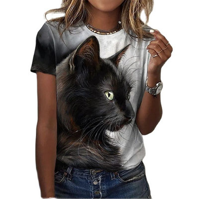 2022, tricou nou de vară pentru femei, îmbrăcăminte pentru femei, tricou cu imprimeu 3D pisica Kawaii, la modă pentru femei, bluză casual cu mâneci scurte, bluză