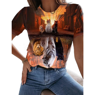 2022, tricou nou de vară pentru femei, îmbrăcăminte pentru femei, tricou cu imprimeu 3D pisica Kawaii, la modă pentru femei, bluză casual cu mâneci scurte, bluză