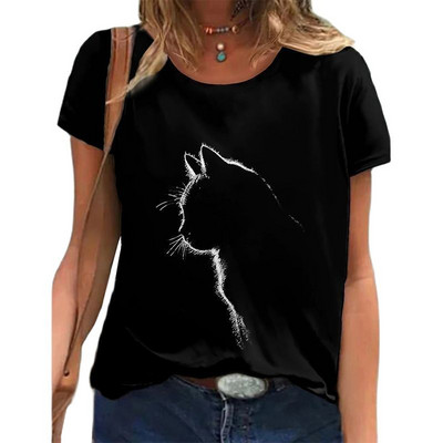 2022, tricou nou de vară pentru femei, îmbrăcăminte pentru femei, tricou cu imprimeu 3D pisica Kawaii, la modă pentru femei, bluză casual cu mâneci scurte, bluză
