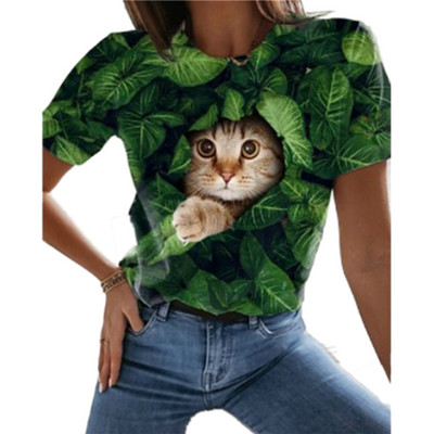 2022, tricou nou de vară pentru femei, îmbrăcăminte pentru femei, tricou cu imprimeu 3D pisica Kawaii, la modă pentru femei, bluză casual cu mâneci scurte, bluză