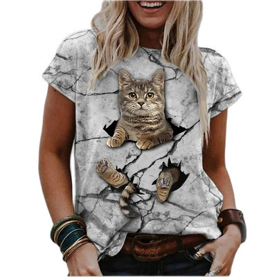 2022, tricou nou de vară pentru femei, îmbrăcăminte pentru femei, tricou cu imprimeu 3D pisica Kawaii, la modă pentru femei, bluză casual cu mâneci scurte, bluză