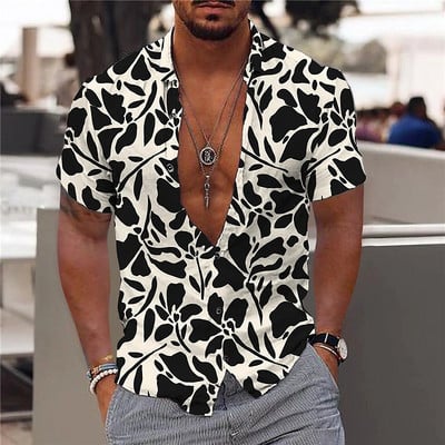 Hawaii Särk Meestele Puhkus Igapäevane Slim Fit Topid Jõusaal Elegantne Lillemustriga Sotsiaalne vabaajamood Camisa Y2k Lehed Riietus