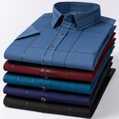 Καλοκαιρινά κοντομάνικα πουκάμισα για άντρες με χρυσό καρό πολυεστέρα, μη σιδερένιο, ανθεκτικό στις ρυτίδες Business Casual Fashion Top πουκάμισα