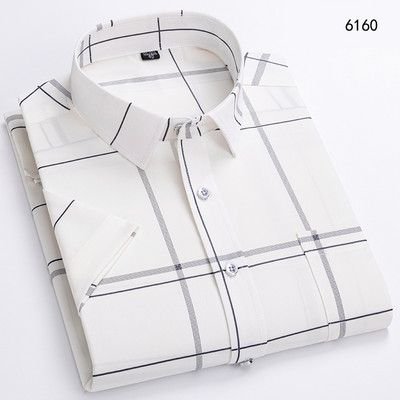 Καλοκαιρινά κοντομάνικα πουκάμισα για άντρες με χρυσό καρό πολυεστέρα, μη σιδερένιο, ανθεκτικό στις ρυτίδες Business Casual Fashion Top πουκάμισα