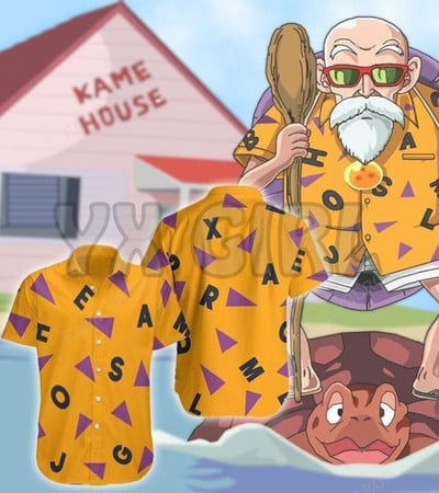 Καλοκαιρινά πουκάμισα Master Roshi 3D All Over Printed Hawaiian Πουκάμισο Ανδρικό για Γυναικείο Harajuku Casual πουκάμισο Unisex