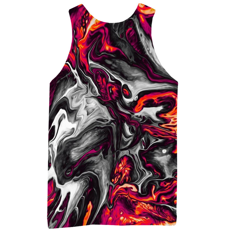 Top cu grafic textur portocaliu pentru bărbați Top cu model fără mâneci cu imprimare 3D Vestă psihedelică Topuri cu pictură abstractă Top hip hop