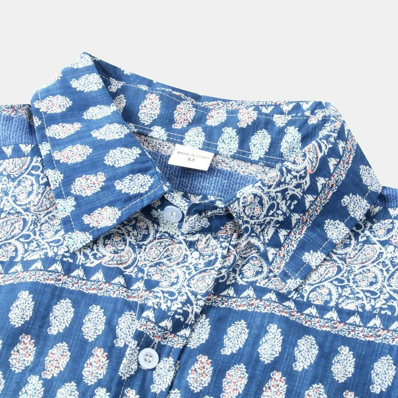 Ανδρικά πουκάμισα Καλοκαίρι 2022 Νέα ευρωπαϊκή αμερικανική μόδα Ανδρικό καλοκαιρινό έθνικ στυλ κοντομάνικο πουκάμισο Camisas Para Hombre