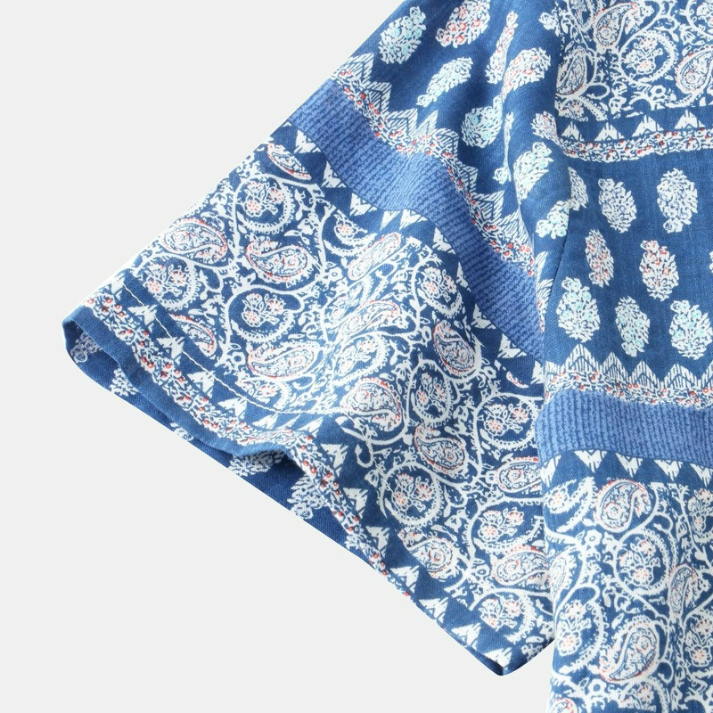 Ανδρικά πουκάμισα Καλοκαίρι 2022 Νέα ευρωπαϊκή αμερικανική μόδα Ανδρικό καλοκαιρινό έθνικ στυλ κοντομάνικο πουκάμισο Camisas Para Hombre