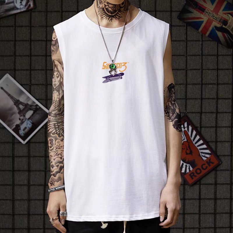 2022. gada jauna vasara Jauni vīriešu topi Hip Hop Modes bezpiedurknēm ar apdruku, grafiski topi Vīriešu ikdienas vīriešu apģērbi, brīvas veste vīriešiem