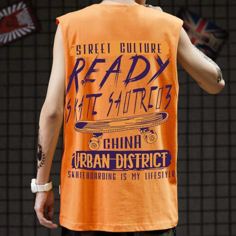 2022. gada jauna vasara Jauni vīriešu topi Hip Hop Modes bezpiedurknēm ar apdruku, grafiski topi Vīriešu ikdienas vīriešu apģērbi, brīvas veste vīriešiem