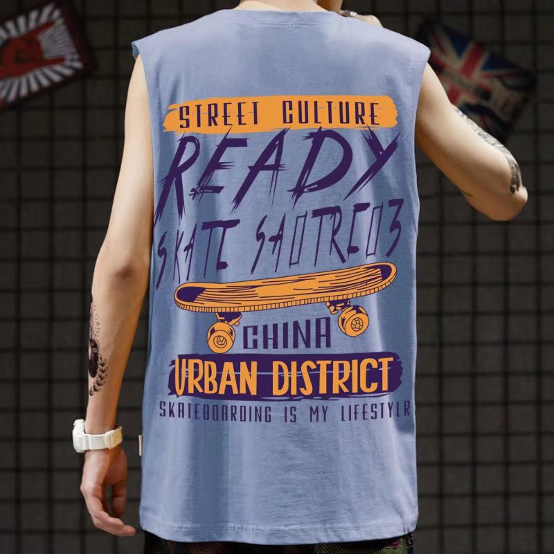 2022. gada jauna vasara Jauni vīriešu topi Hip Hop Modes bezpiedurknēm ar apdruku, grafiski topi Vīriešu ikdienas vīriešu apģērbi, brīvas veste vīriešiem