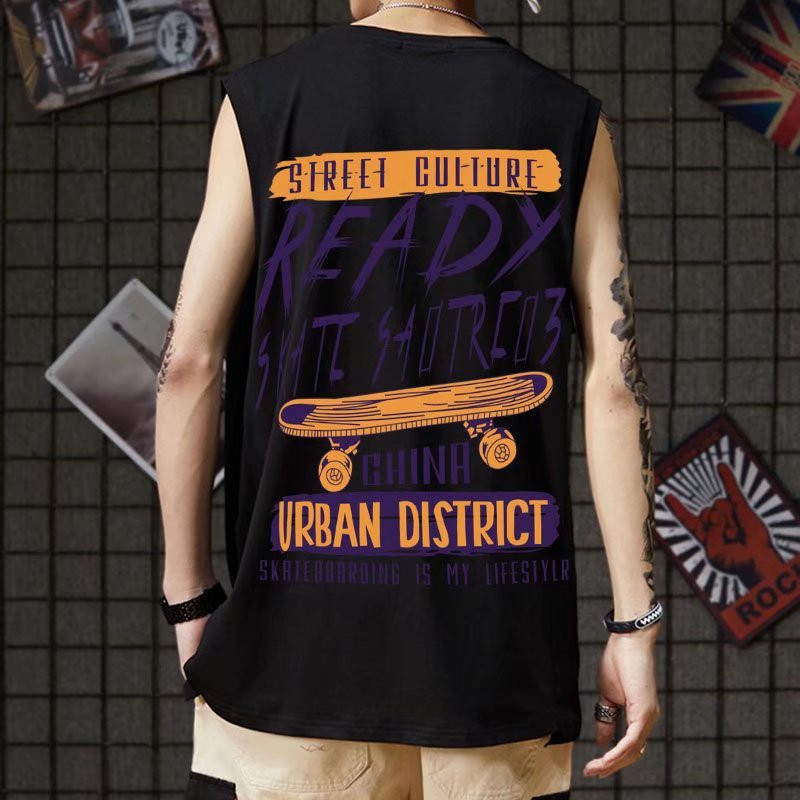 2022. gada jauna vasara Jauni vīriešu topi Hip Hop Modes bezpiedurknēm ar apdruku, grafiski topi Vīriešu ikdienas vīriešu apģērbi, brīvas veste vīriešiem