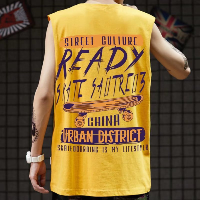 2022. gada jauna vasara Jauni vīriešu topi Hip Hop Modes bezpiedurknēm ar apdruku, grafiski topi Vīriešu ikdienas vīriešu apģērbi, brīvas veste vīriešiem